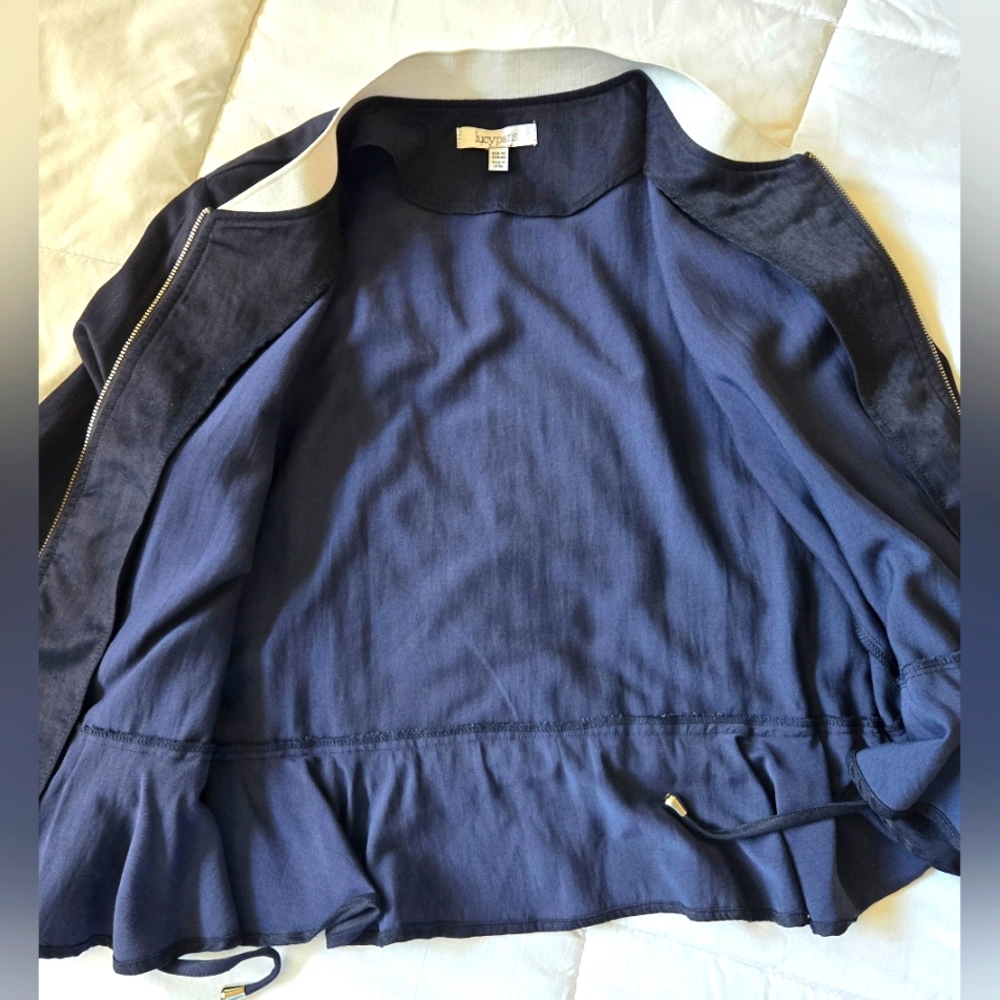 Lucy Paris Dark Blue and White Bomber Jacket - Picture 10 of 16